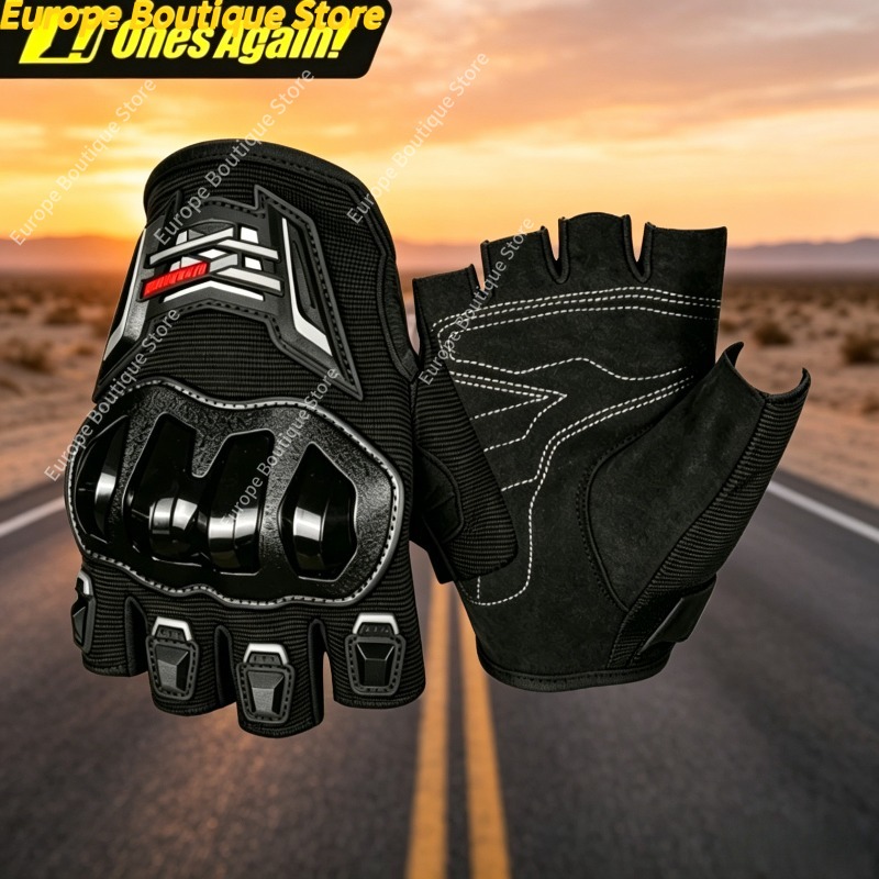Motorcycle Wearing Gear - قفازات دراجات نارية صيفية نصفية الأصابع،