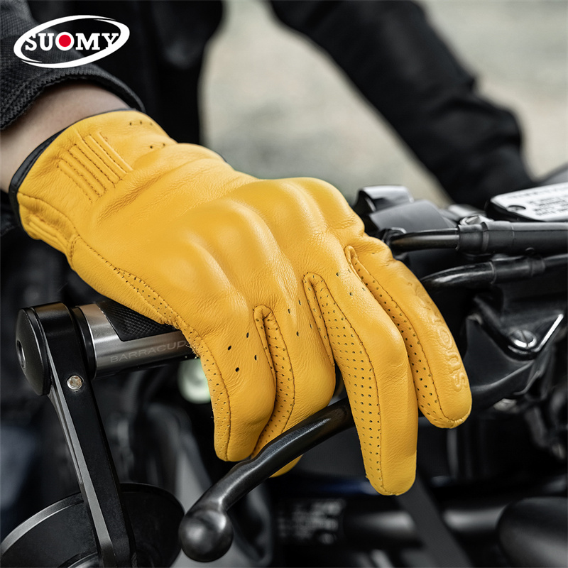 قفازات دراجات نارية من جلد الغ - مراجعة Motorcycle Gear Yellow وسعره