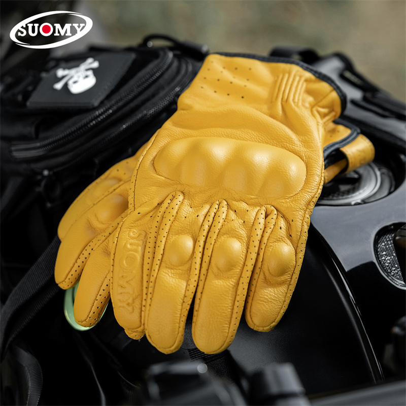 قفازات دراجات نارية من جلد الغ - مراجعة Motorcycle Gear Yellow وسعره