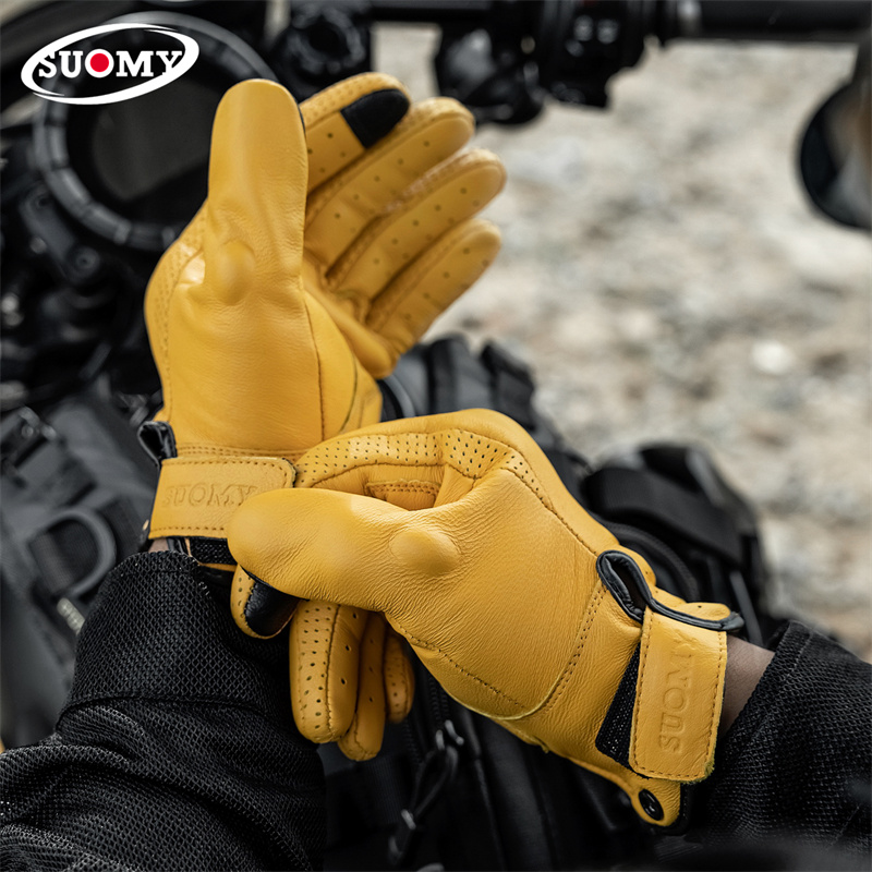 قفازات دراجات نارية جلدية صفرا - مراجعة Motorcycle Gear Yellow وسعره