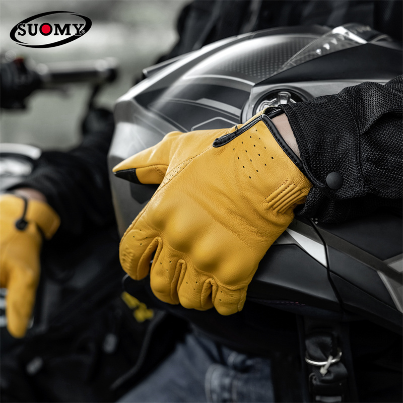 قفازات دراجات نارية جلدية صفرا - مراجعة Motorcycle Gear Yellow وسعره