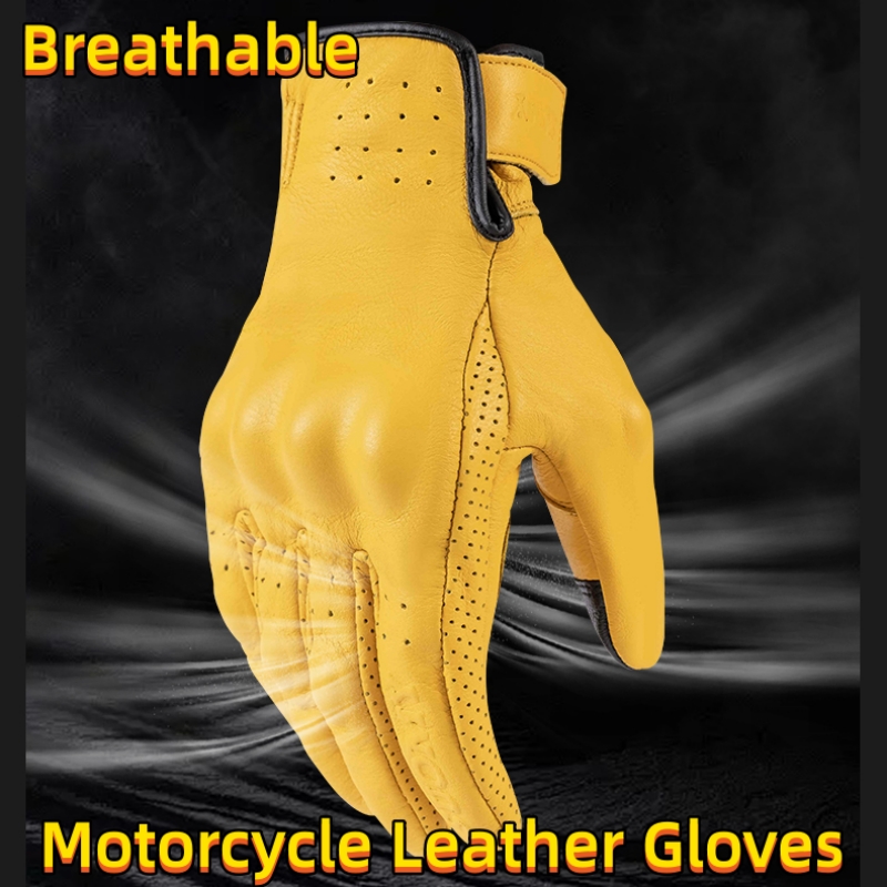 قفازات دراجات نارية جلدية صفرا - مراجعة Motorcycle Gear Yellow وسعره
