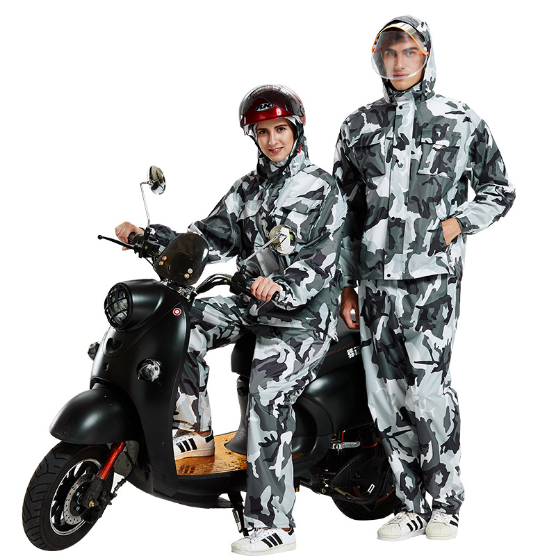 التمويه سبليت معطف واق من المط - مراجعة Motorcycle Gear Rain وسعره
